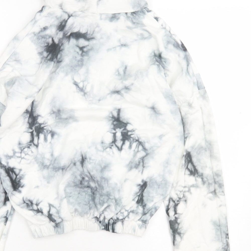 evra Womens Grey Geometric Cotton Pullover Hoodie Size M Pullover - Marble