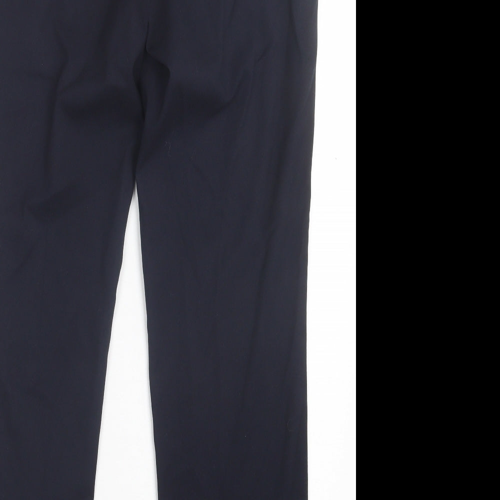 NEXT Womens Blue Polyester Trousers Size 10 L28 in Regular Hook & Eye