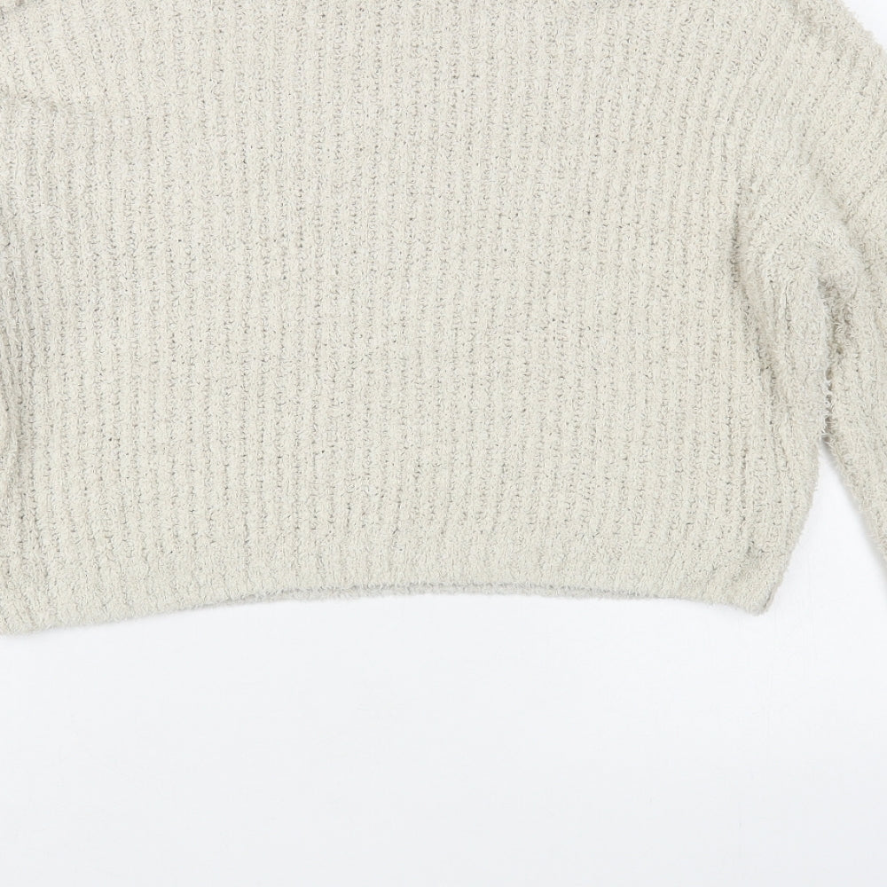 Prett Womens Beige Boat Neck Polyester Pullover Jumper Size M