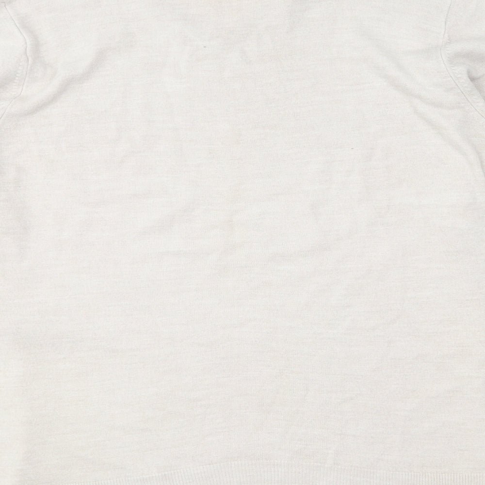Marks & Spencer Mens Beige V-Neck Acrylic Pullover Jumper Size XL
