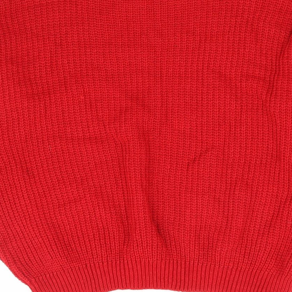Preworn Womens Red Round Neck Acrylic Pullover Jumper Size M
