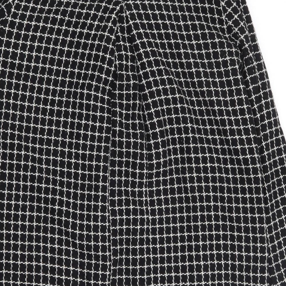 Marks & Spencer Womens Black Check Jacket Coat Size 12 Button