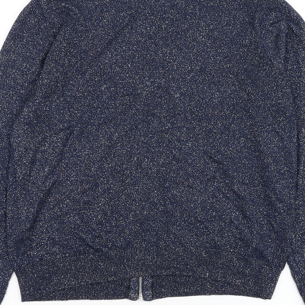 Atmosphere Womens Blue Round Neck Viscose Full Zip Jumper Size 8