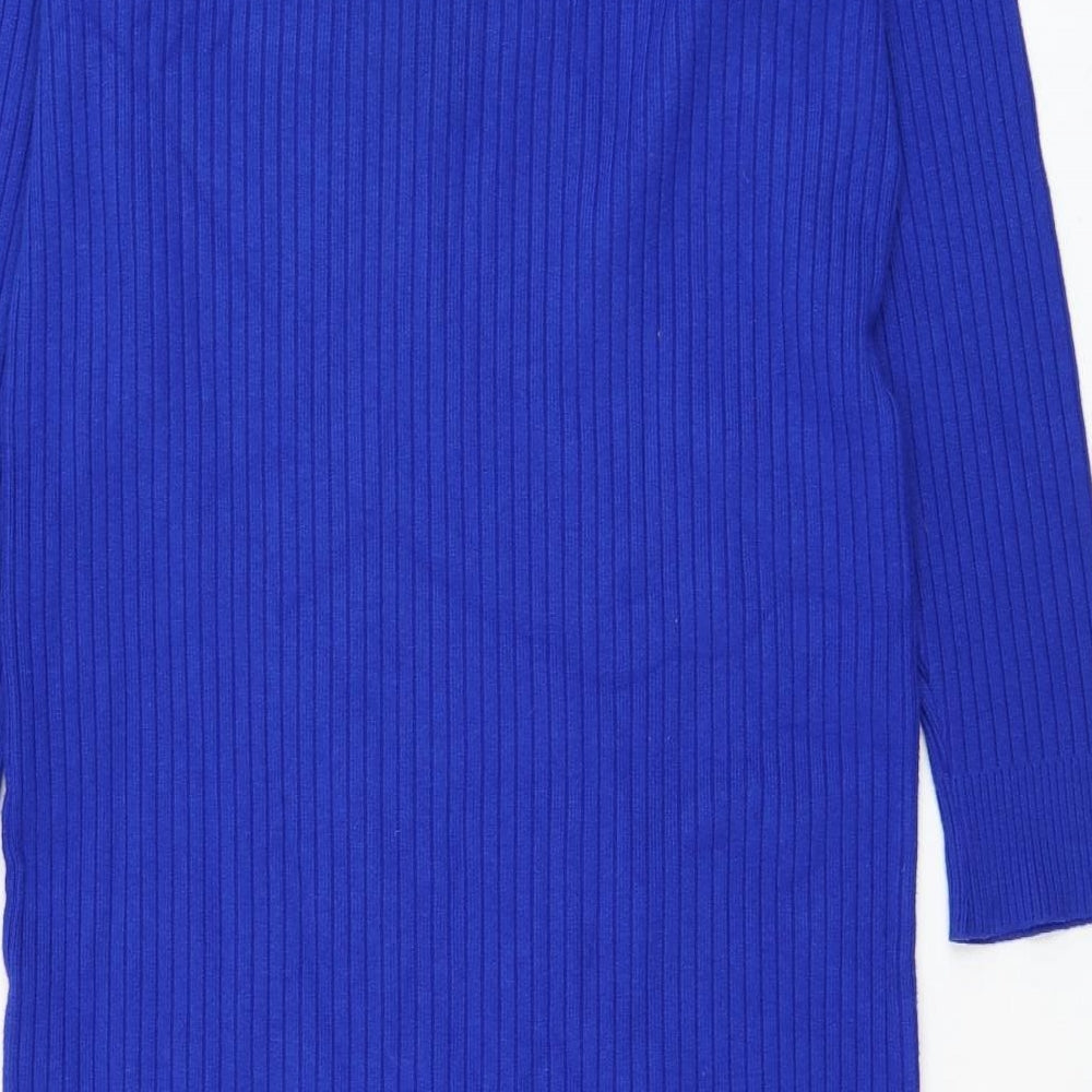 Select Womens Blue Viscose Jumper Dress Size S Collared Pullover
