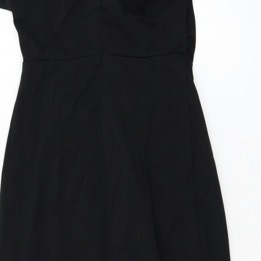 ASOS Womens Black Polyester Pencil Dress Size 8 Round Neck Zip