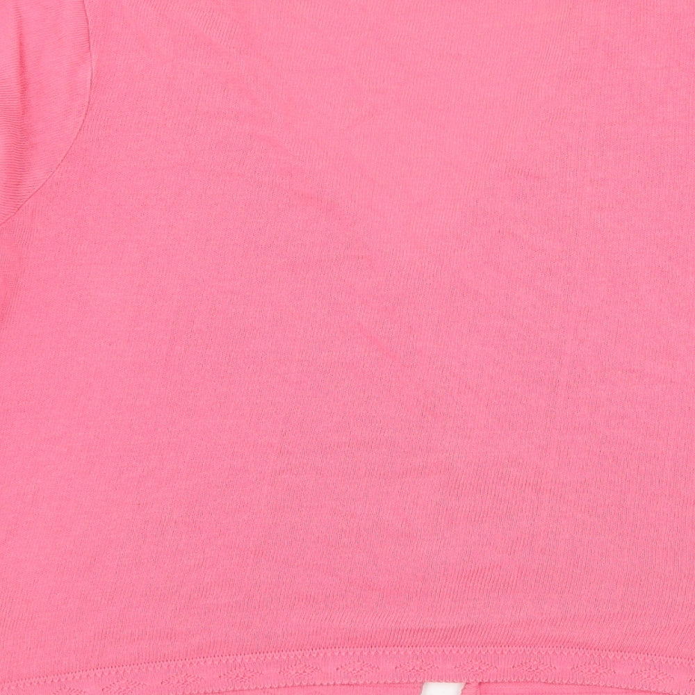 Marks & Spencer Womens Pink Round Neck Cotton Cape Jumper Size 14