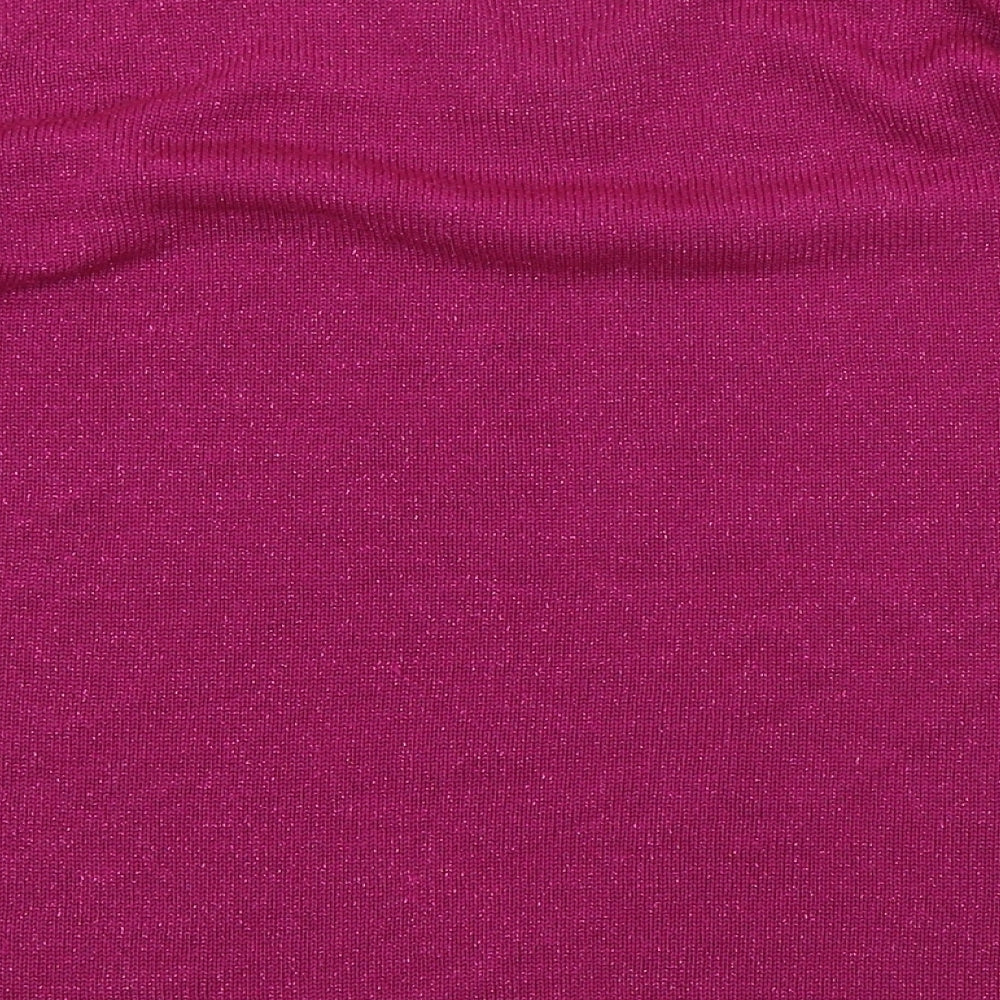 EWM Womens Pink V-Neck Acrylic Pullover Jumper Size M