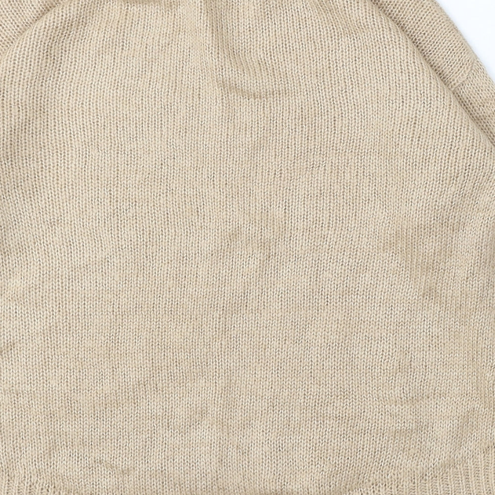 New Look Womens Beige Round Neck Acrylic Pullover Jumper Size S