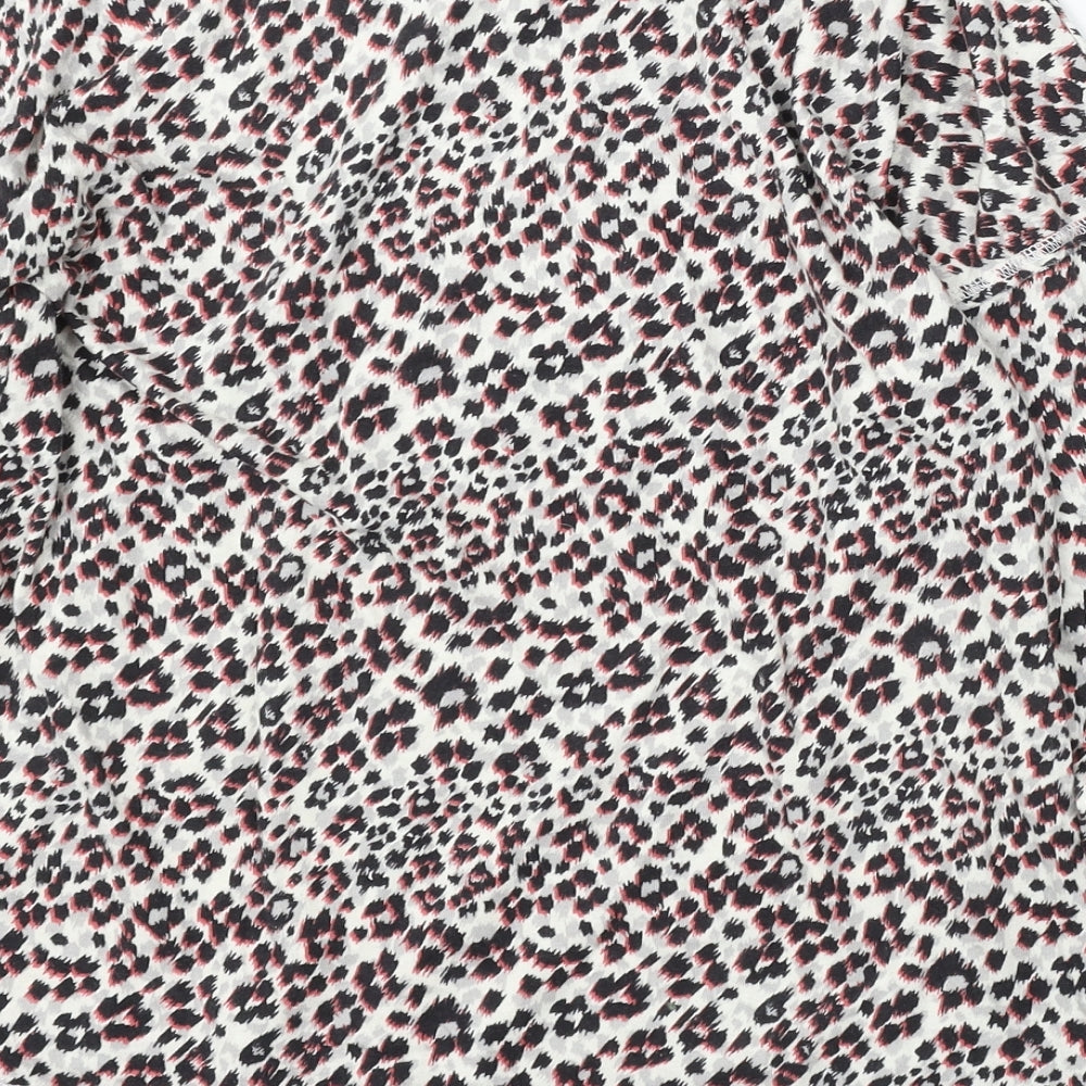 NEXT Womens White Round Neck Animal Print Cotton Pullover Jumper Size 14