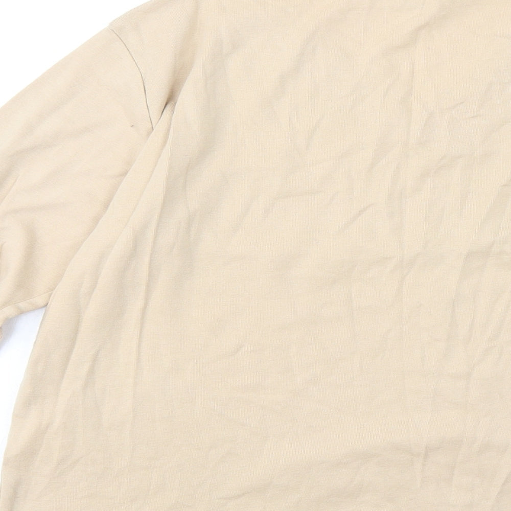 Deanes Womens Beige Cotton Basic T-Shirt Size 16 V-Neck