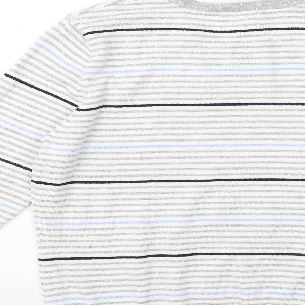 Country Casuals Womens Grey Round Neck Striped Viscose Pullover Jumper Size M - Bows