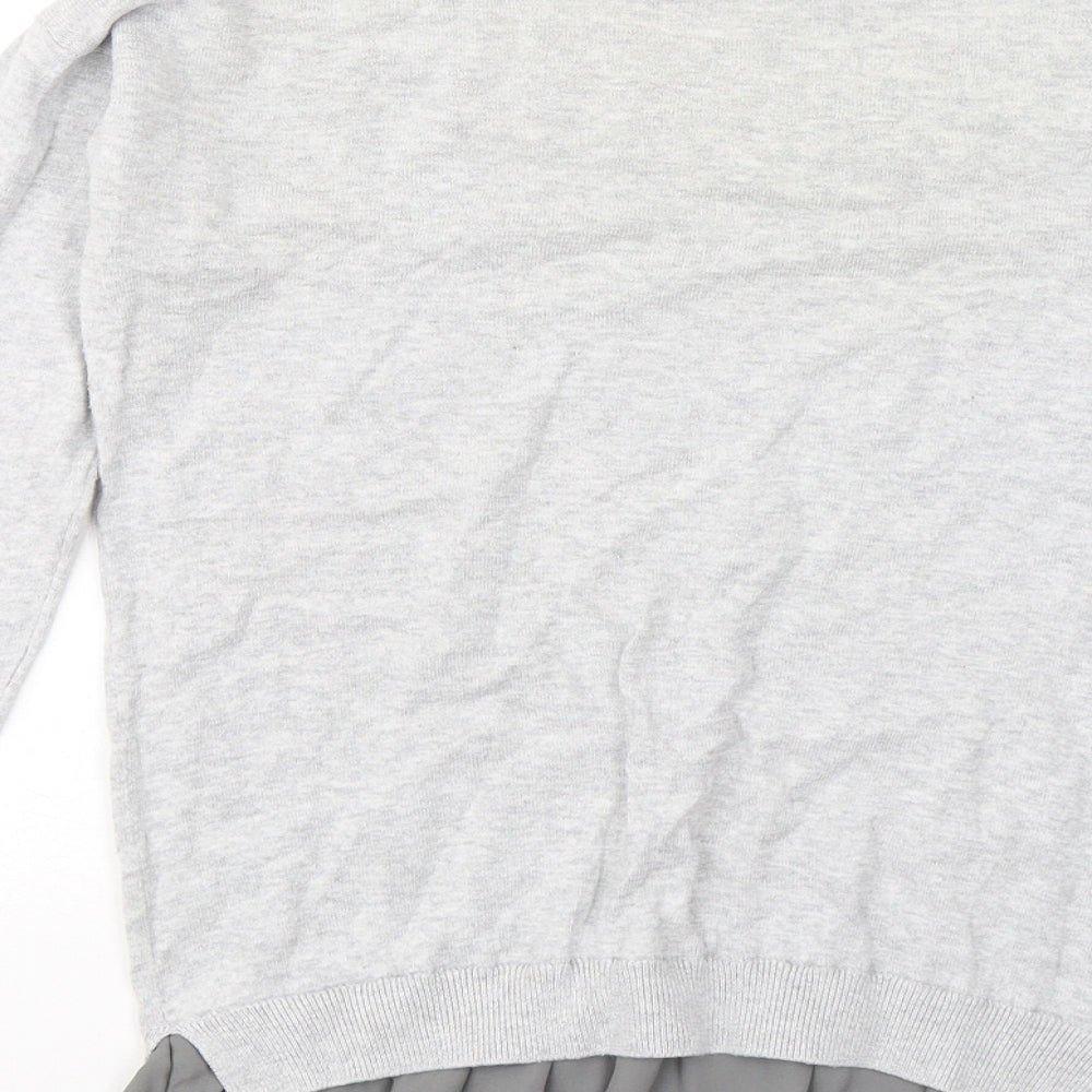 NEXT Womens Grey Round Neck Cotton Pullover Jumper Size 8