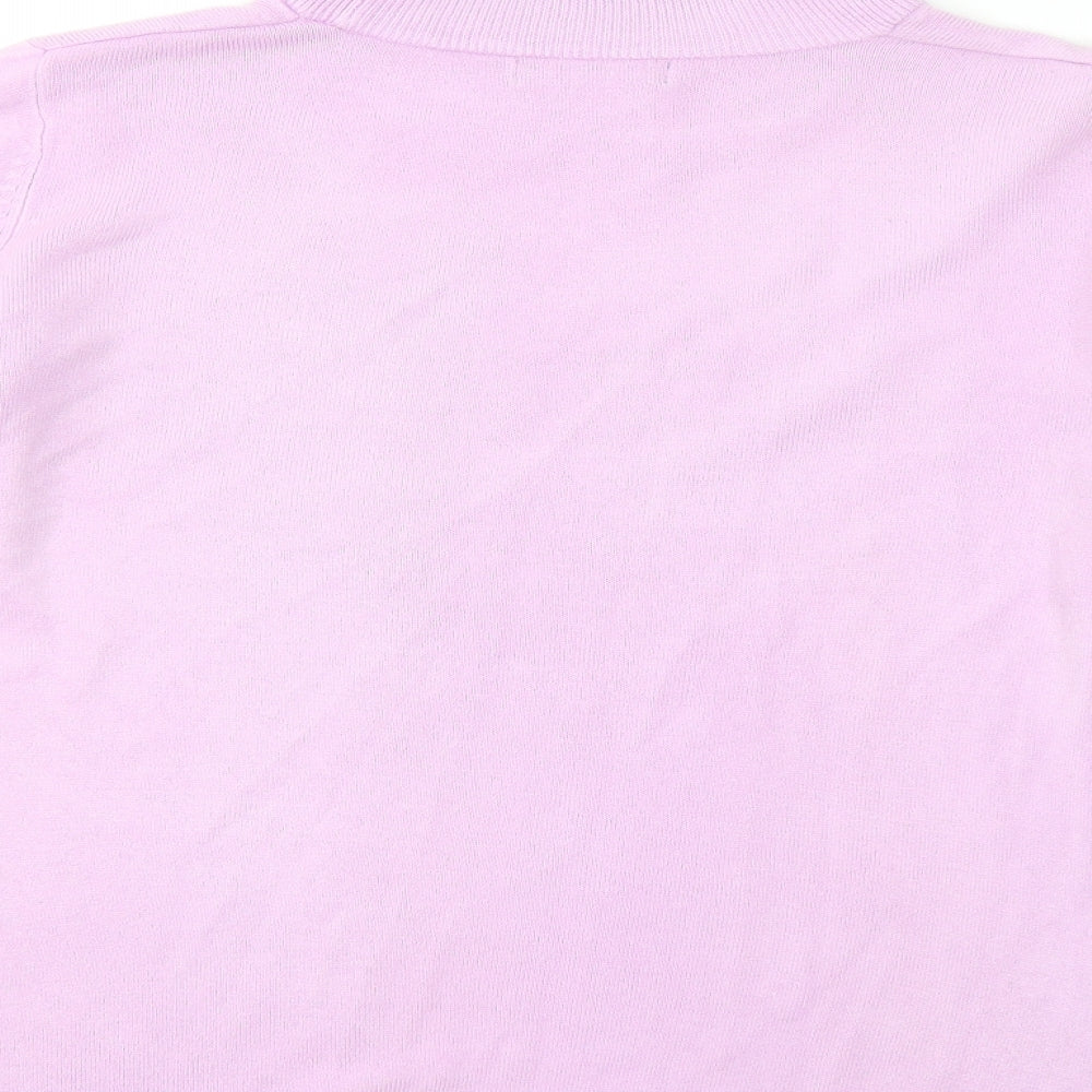 Bonmarché Womens Pink Mock Neck Acrylic Pullover Jumper Size M