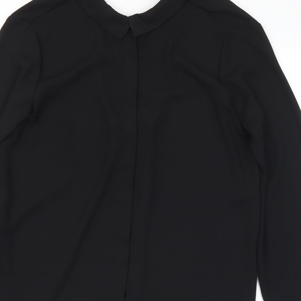 Zara Womens Black Polyester Basic Blouse Size M V-Neck