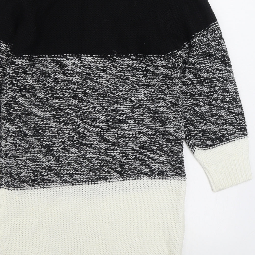 Preworn Womens Grey Roll Neck Striped Acrylic Pullover Jumper Size S