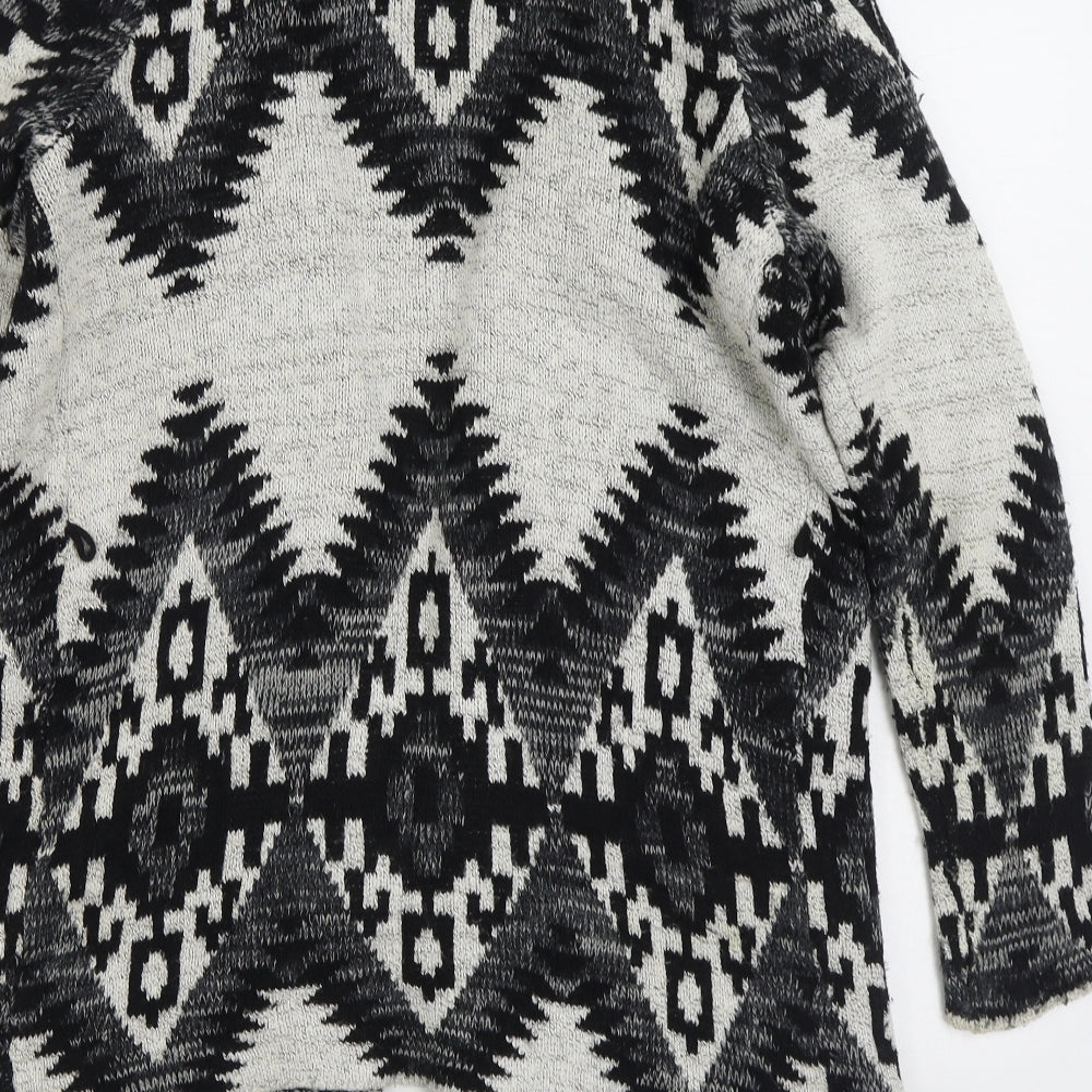 Matalan Womens Grey V-Neck Geometric Acrylic Cardigan Jumper Size S