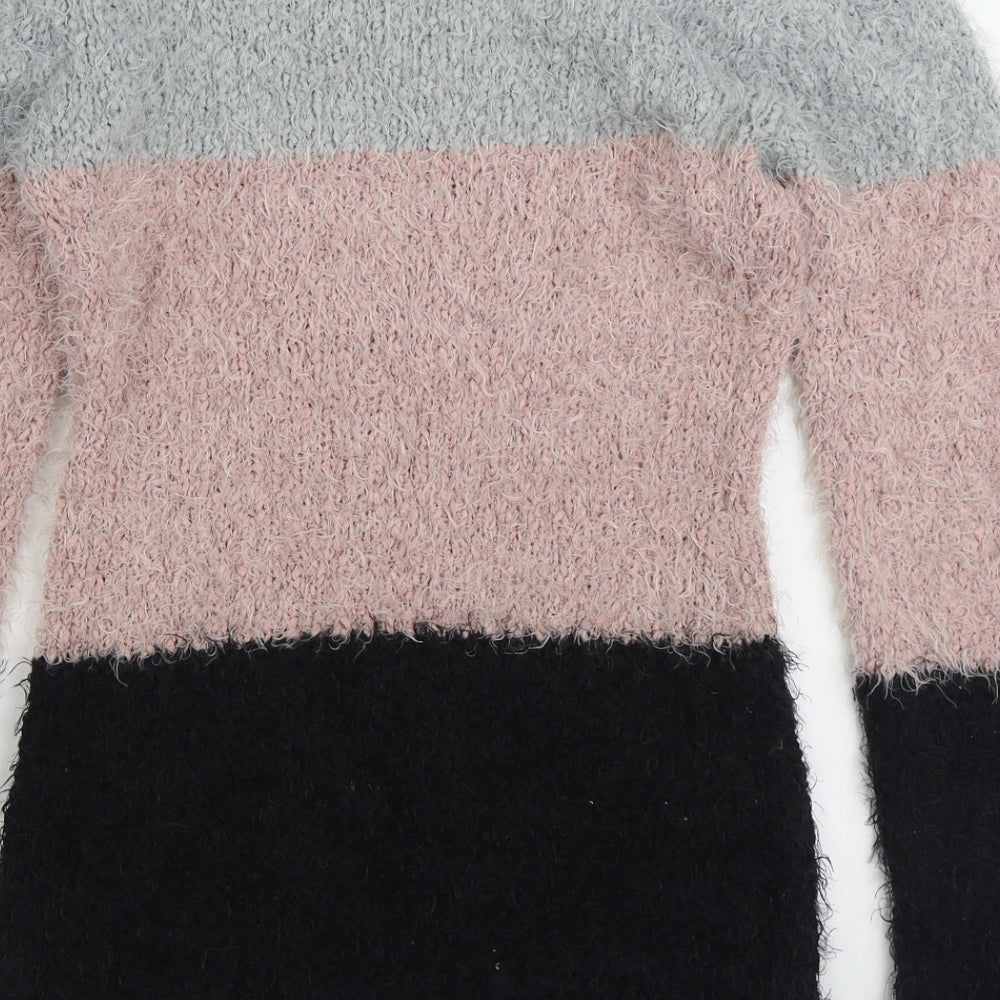 Apricot Womens Multicoloured Scoop Neck Striped Polyester Pullover Jumper Size S
