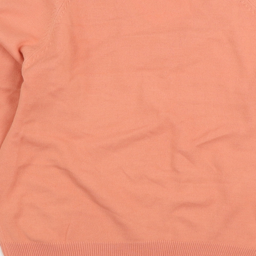 Warehouse Womens Pink V-Neck Acrylic Pullover Jumper Size 10