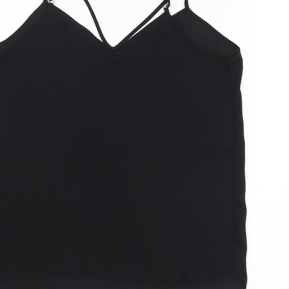 River Island Womens Black Polyester Basic Blouse Size 8 V-Neck