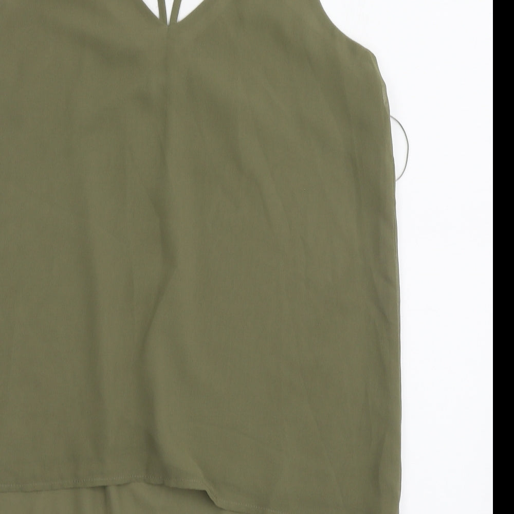 New Look Womens Green Polyester Basic Blouse Size 10 V-Neck
