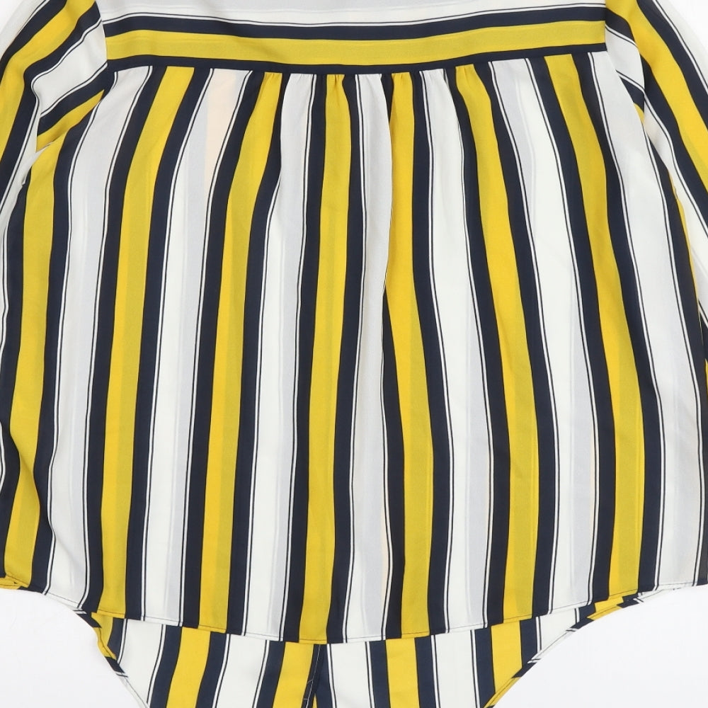 Wallis Womens Multicoloured Striped Polyester Basic Button-Up Size 12 Collared