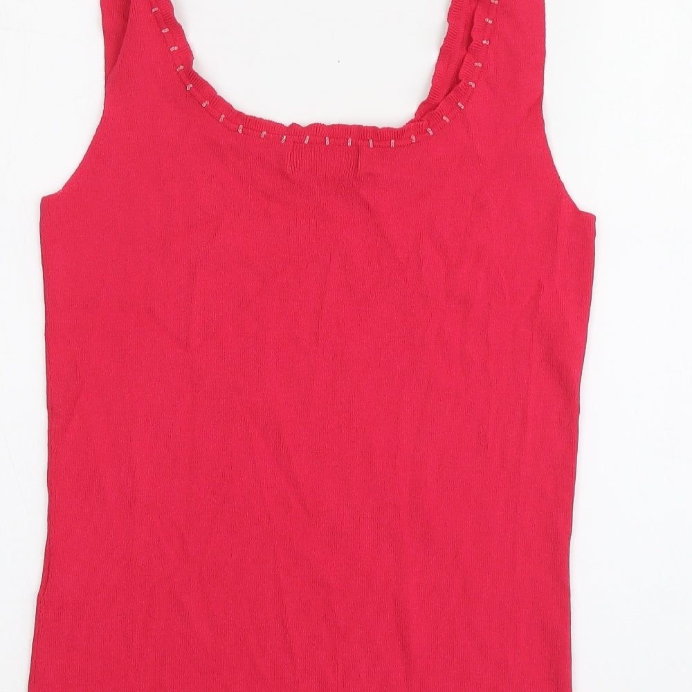 Wallis Womens Pink Viscose Basic Tank Size 16 Round Neck