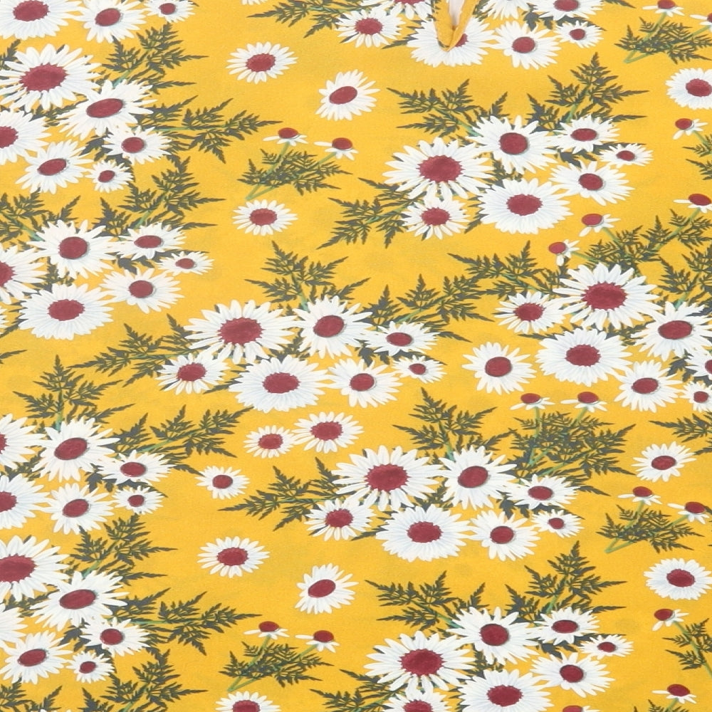 JCL Womens Yellow Floral Polyester Basic T-Shirt Size M Crew Neck