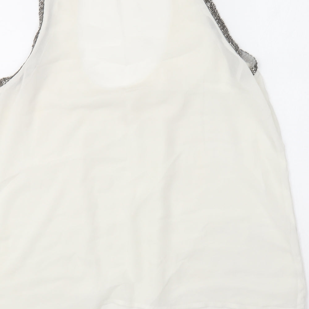 Fun & Flirt Womens White Polyester Basic Blouse Size M Round Neck