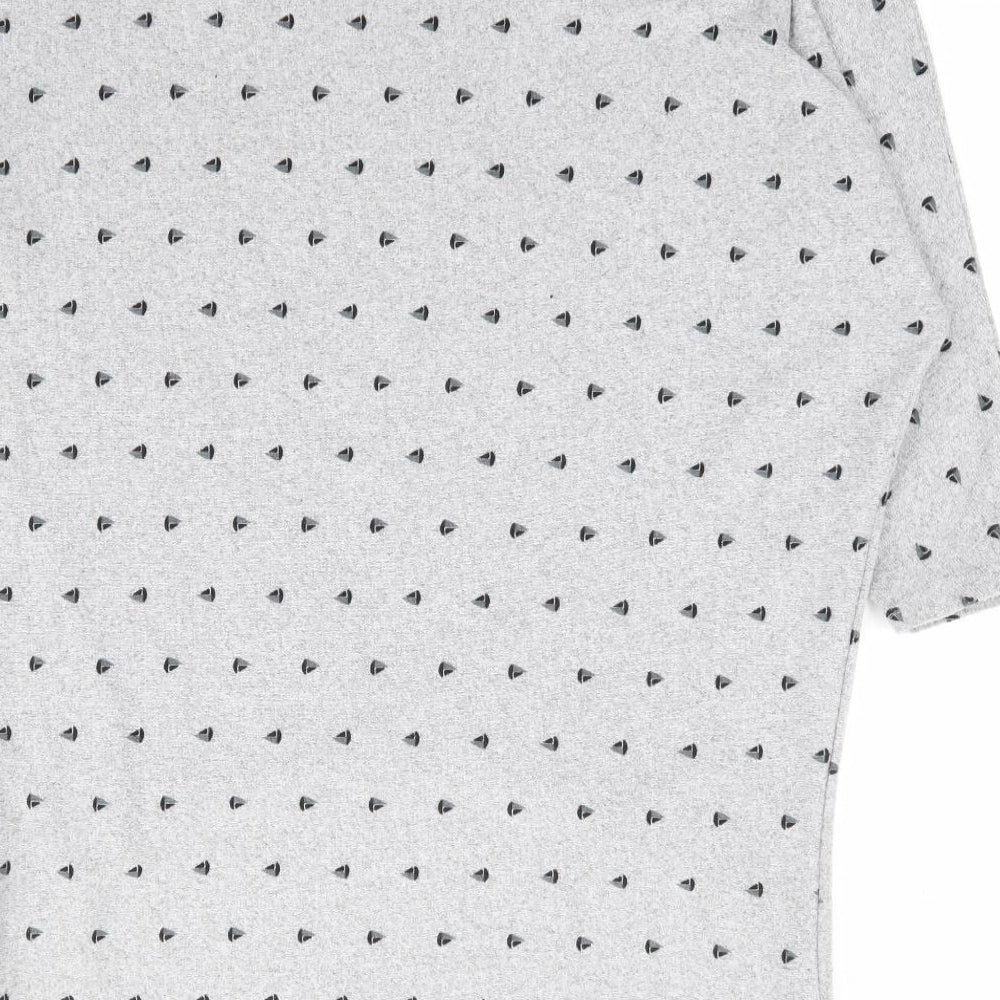Izabel London Womens Grey Round Neck Geometric Polyester Pullover Jumper Size 8 - Dipped Hem