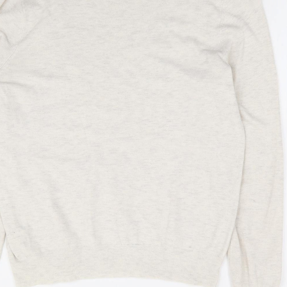 Marks & Spencer Womens Beige Round Neck Geometric Viscose Pullover Jumper Size 12 - Butterfly