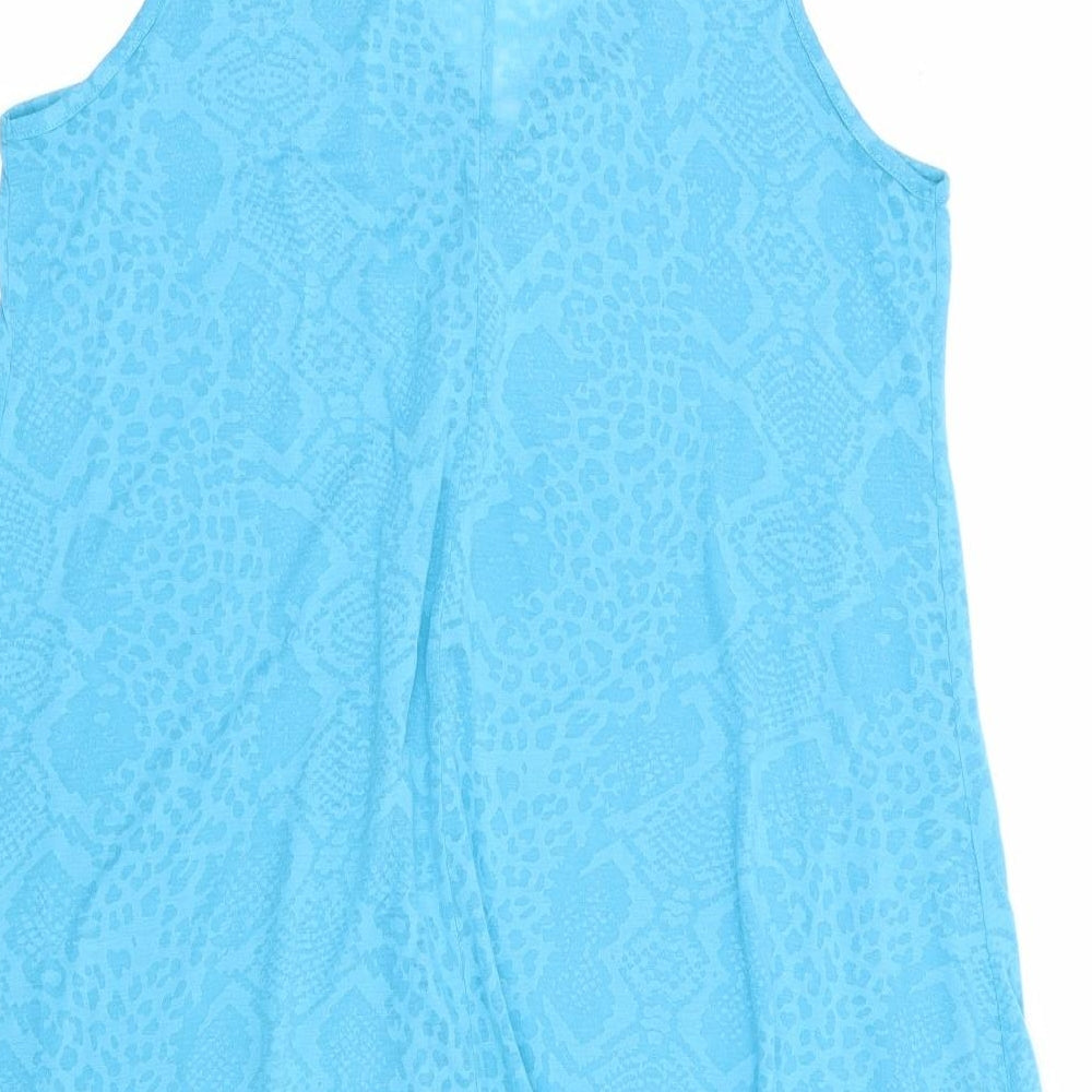 Marks & Spencer Womens Blue Geometric Polyester A-Line Size 12 V-Neck Pullover - Cover Up