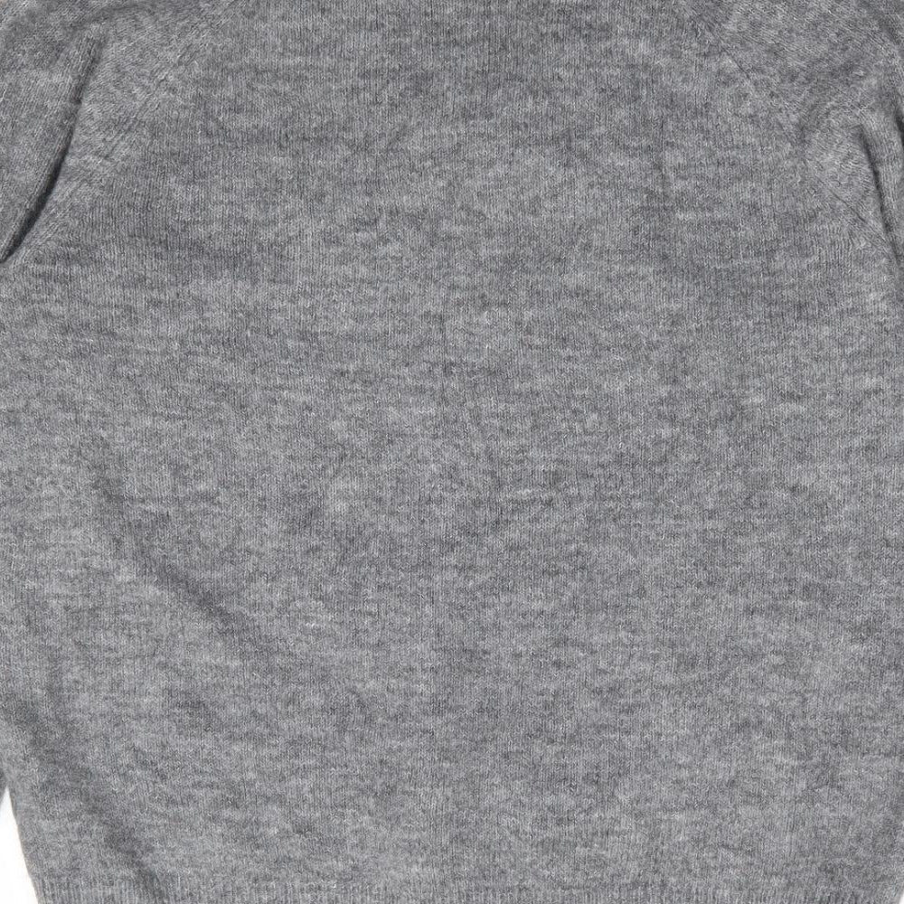 H&M Womens Grey V-Neck Acrylic Pullover Jumper Size S
