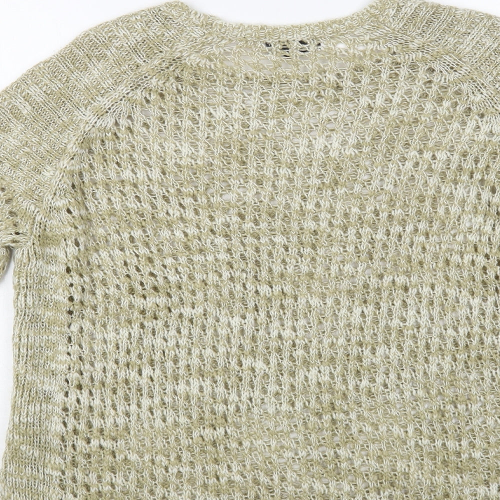 Topshop Womens Beige Boat Neck Acrylic Pullover Jumper Size 10
