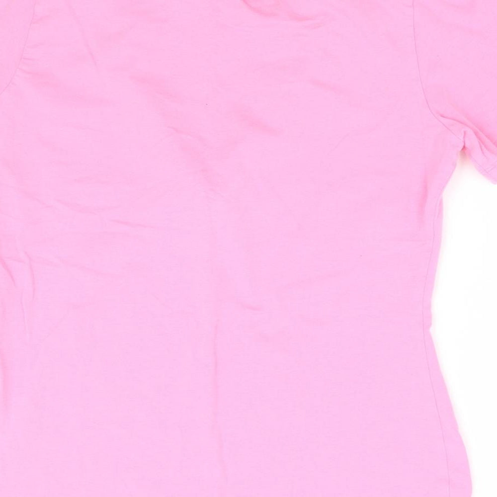 Sabida Womens Pink Cotton Basic T-Shirt Size S Round Neck