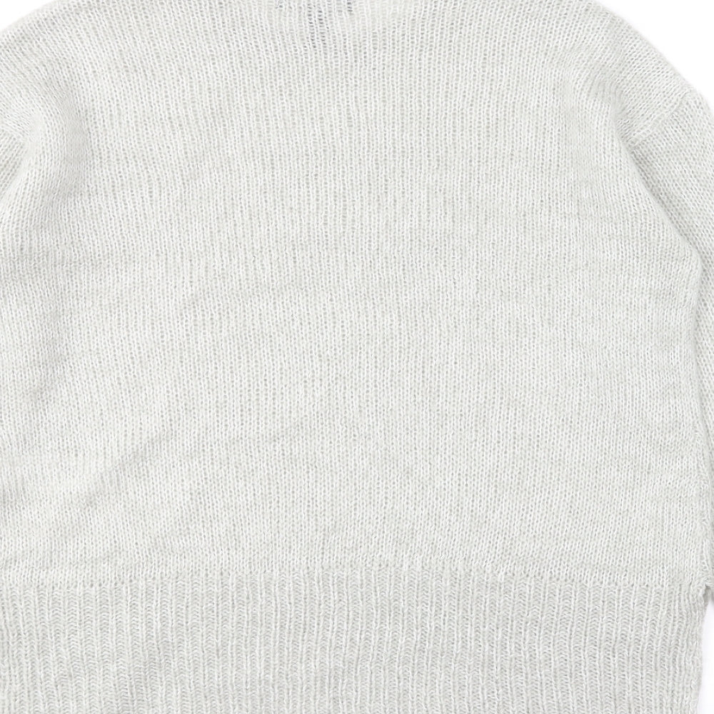 New Look Womens Grey Round Neck Acrylic Pullover Jumper Size S