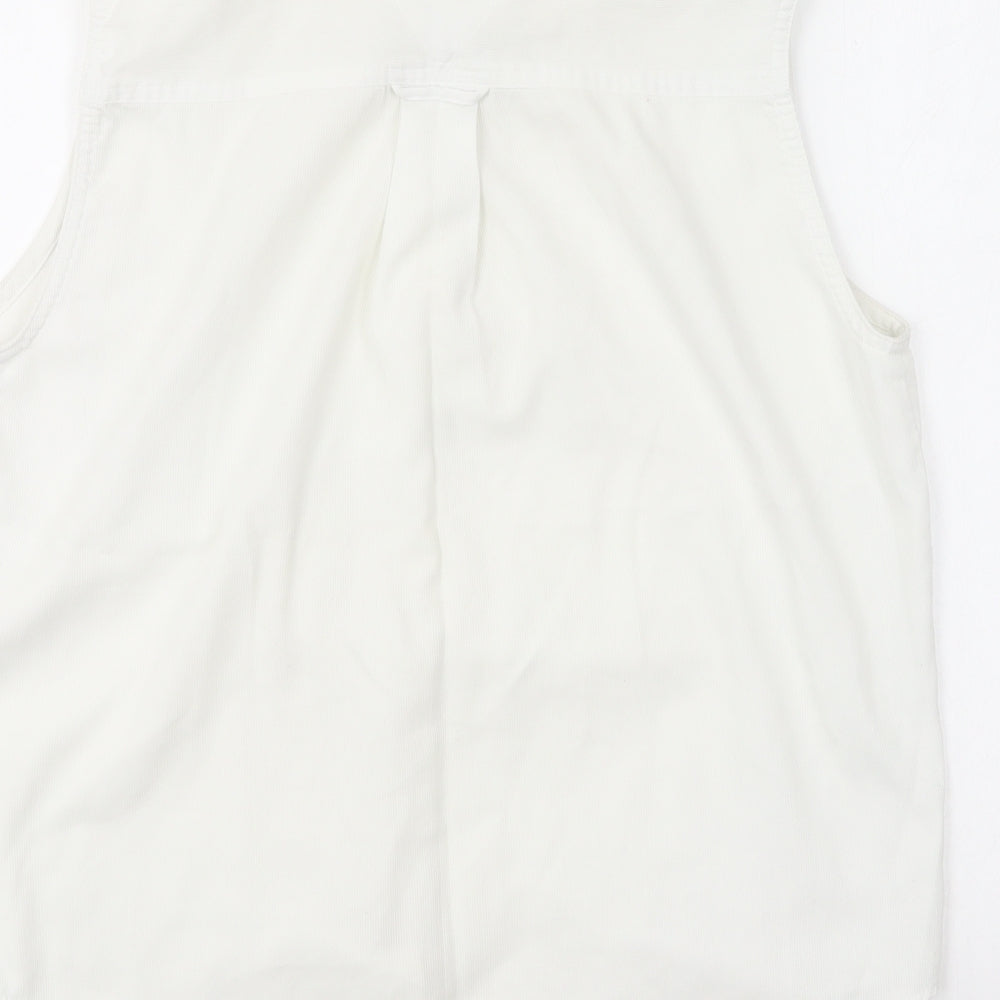 Basix Womens White Cotton Basic Button-Up Size L Collared