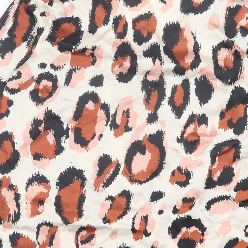 VILA Womens Multicoloured Animal Print Polyester Basic Blouse Size 10 V-Neck