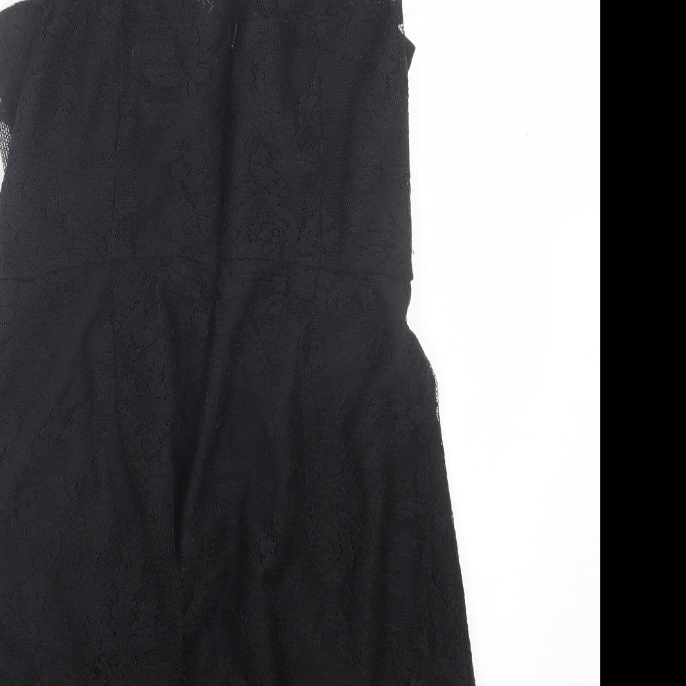 Bonprix Womens Black Polyamide Playsuit One-Piece Size 8 Zip