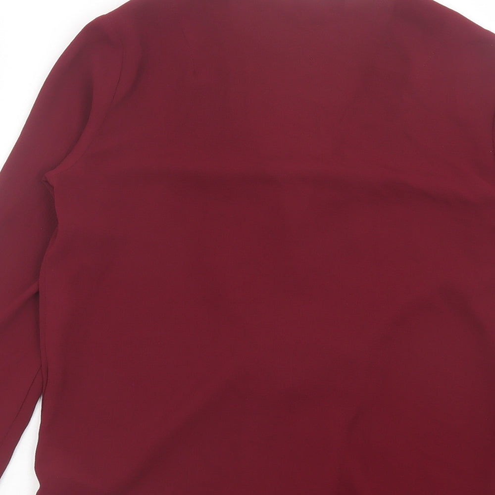 Topshop Womens Purple Polyester Basic Blouse Size 8 V-Neck - Twist Front