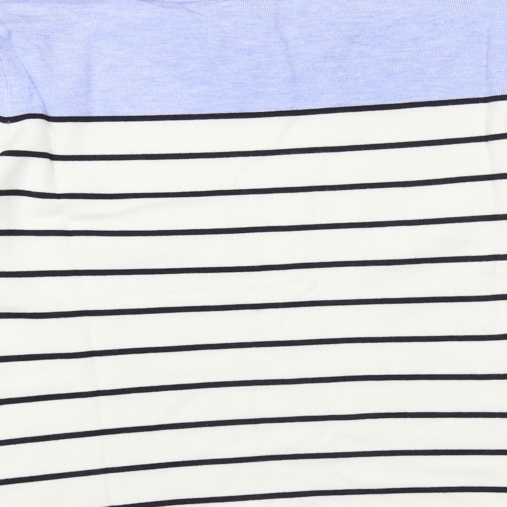 Country Casuals Womens White Boat Neck Striped Viscose Pullover Jumper Size M