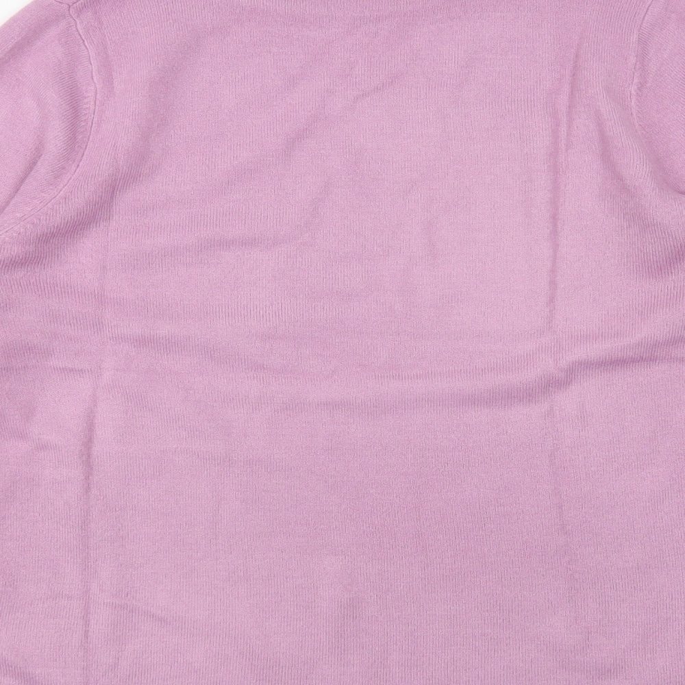 Marks & Spencer Womens Purple Mock Neck Acrylic Pullover Jumper Size 10