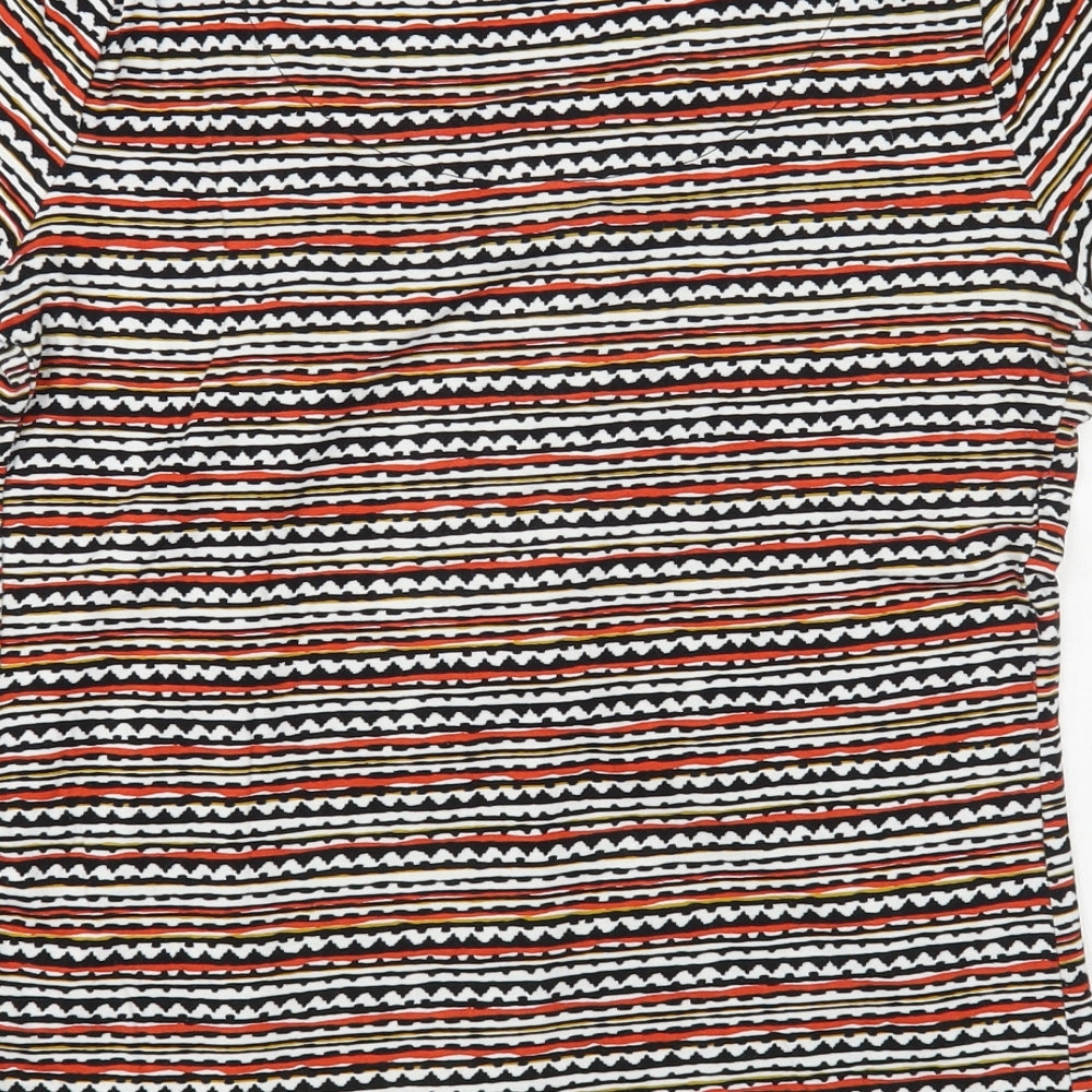 Marks & Spencer Womens Multicoloured Striped Viscose Basic T-Shirt Size 8 Scoop Neck