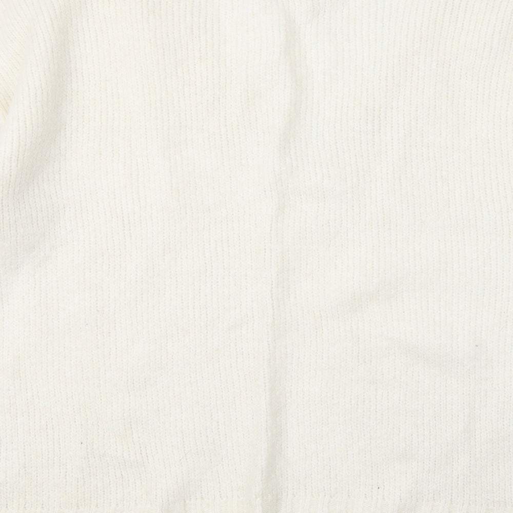 H&M Womens Ivory V-Neck Acrylic Pullover Jumper Size M