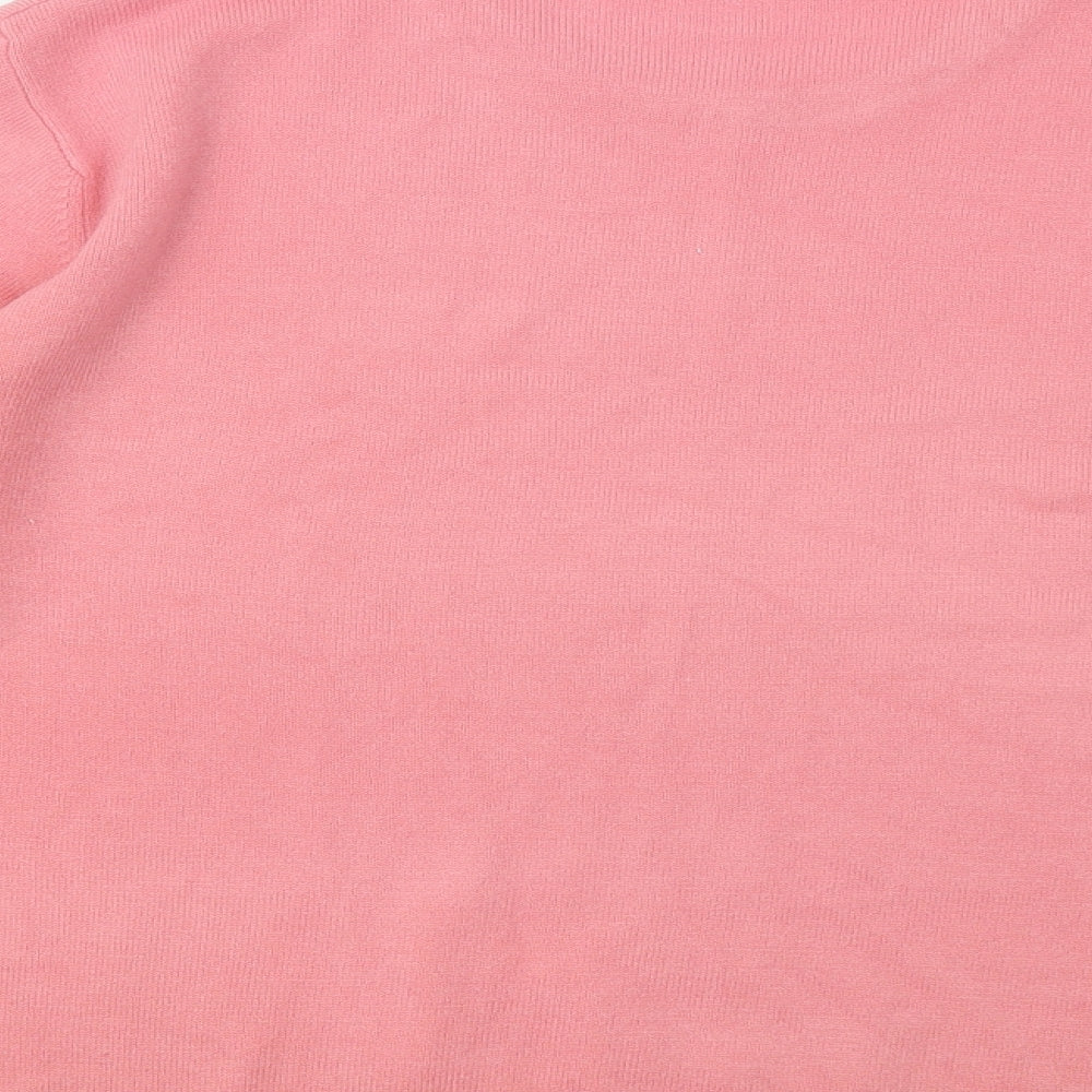 Isabelle Womens Pink Round Neck Acrylic Pullover Jumper Size M