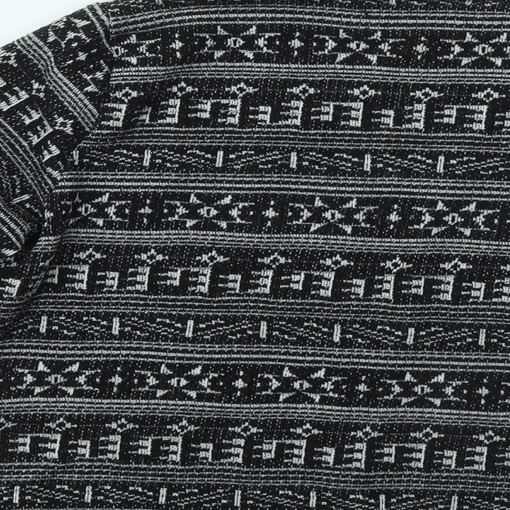 Atmosphere Womens Black V-Neck Geometric Polyester Cardigan Jumper Size 6