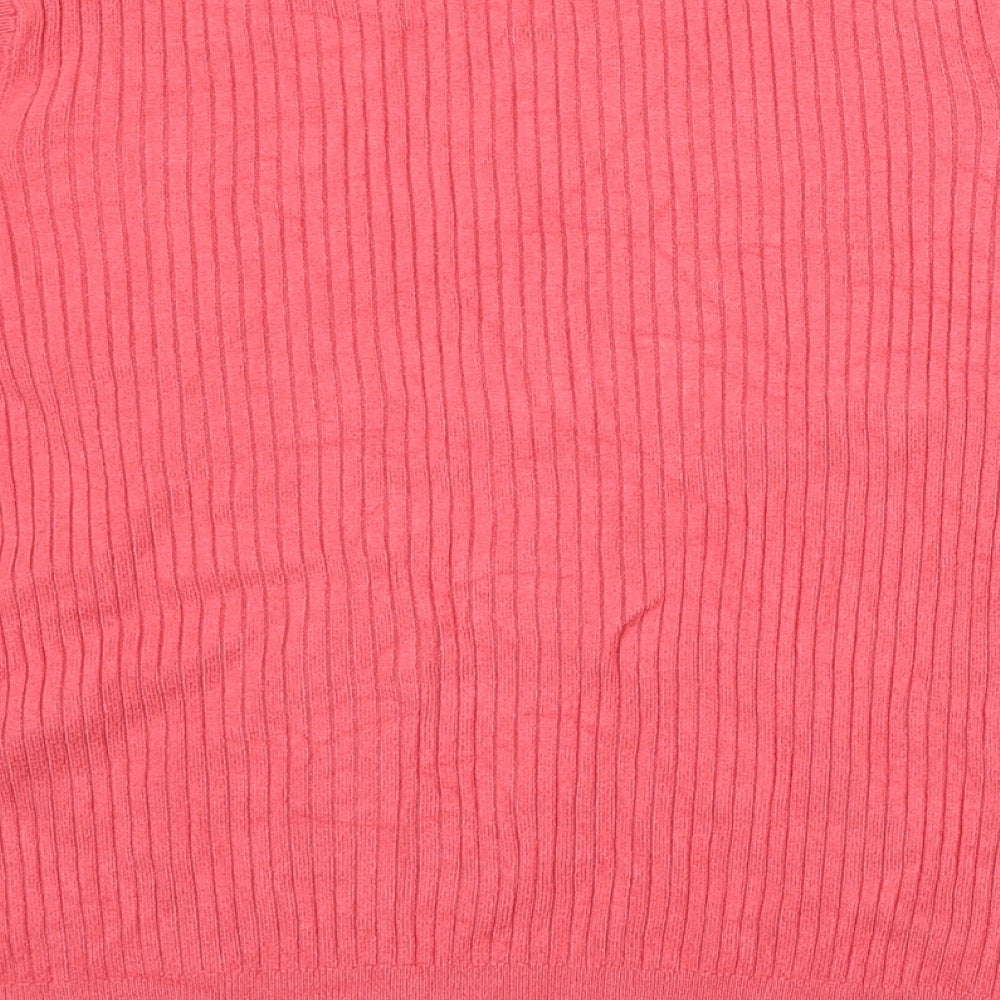 Marks & Spencer Womens Pink Round Neck Viscose Pullover Jumper Size 14