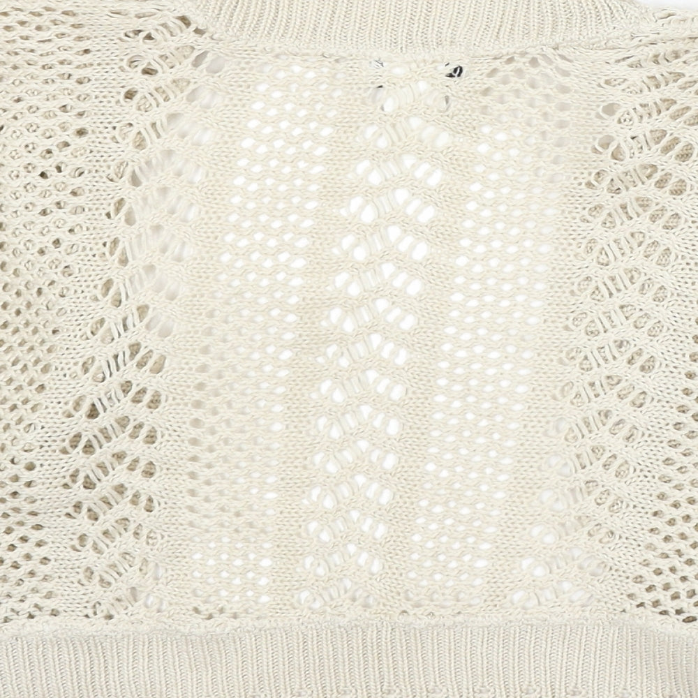 Robbie Bee Womens Ivory V-Neck Acrylic Cardigan Jumper Size M