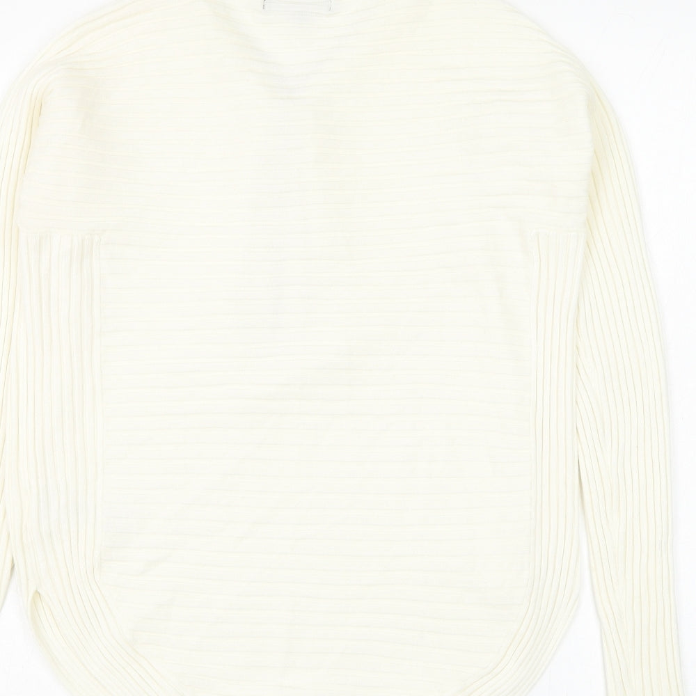 Cameo Rose Womens White V-Neck Viscose Pullover Jumper Size L