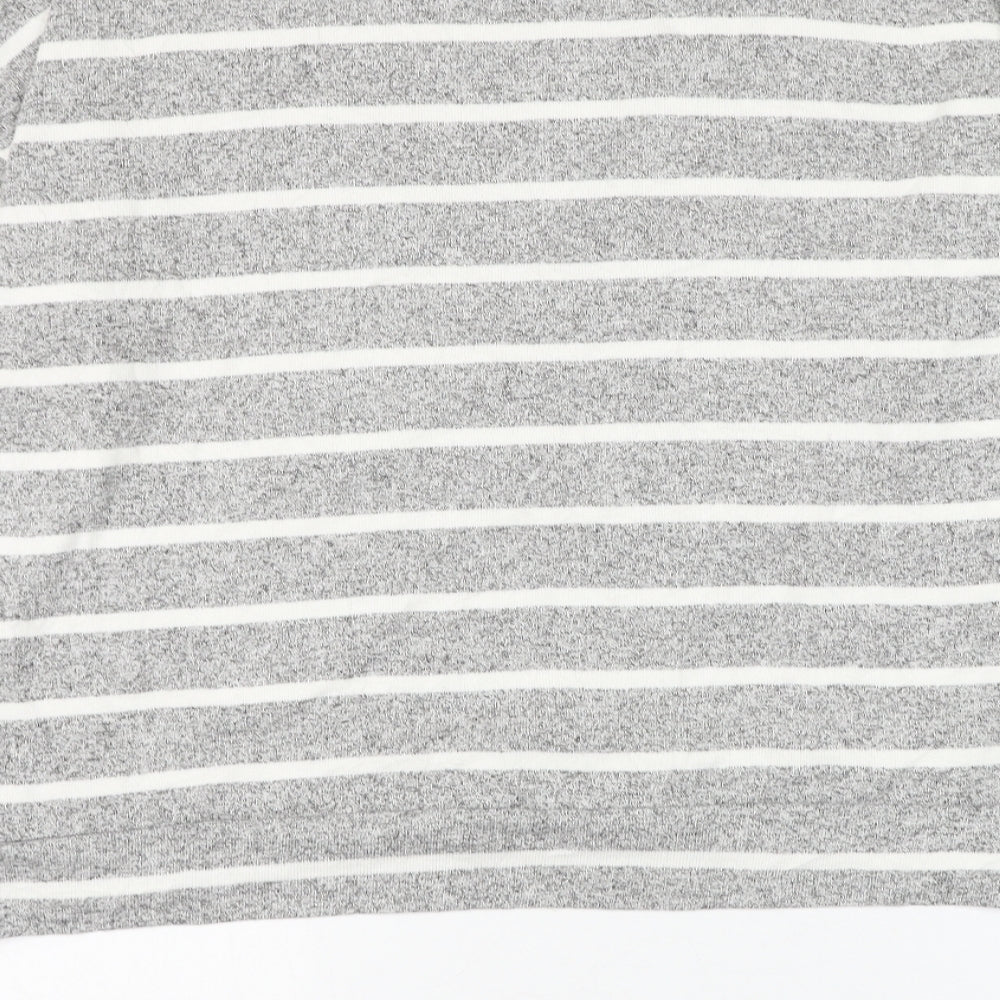 Marks & Spencer Womens Grey Round Neck Striped Viscose Pullover Jumper Size 14