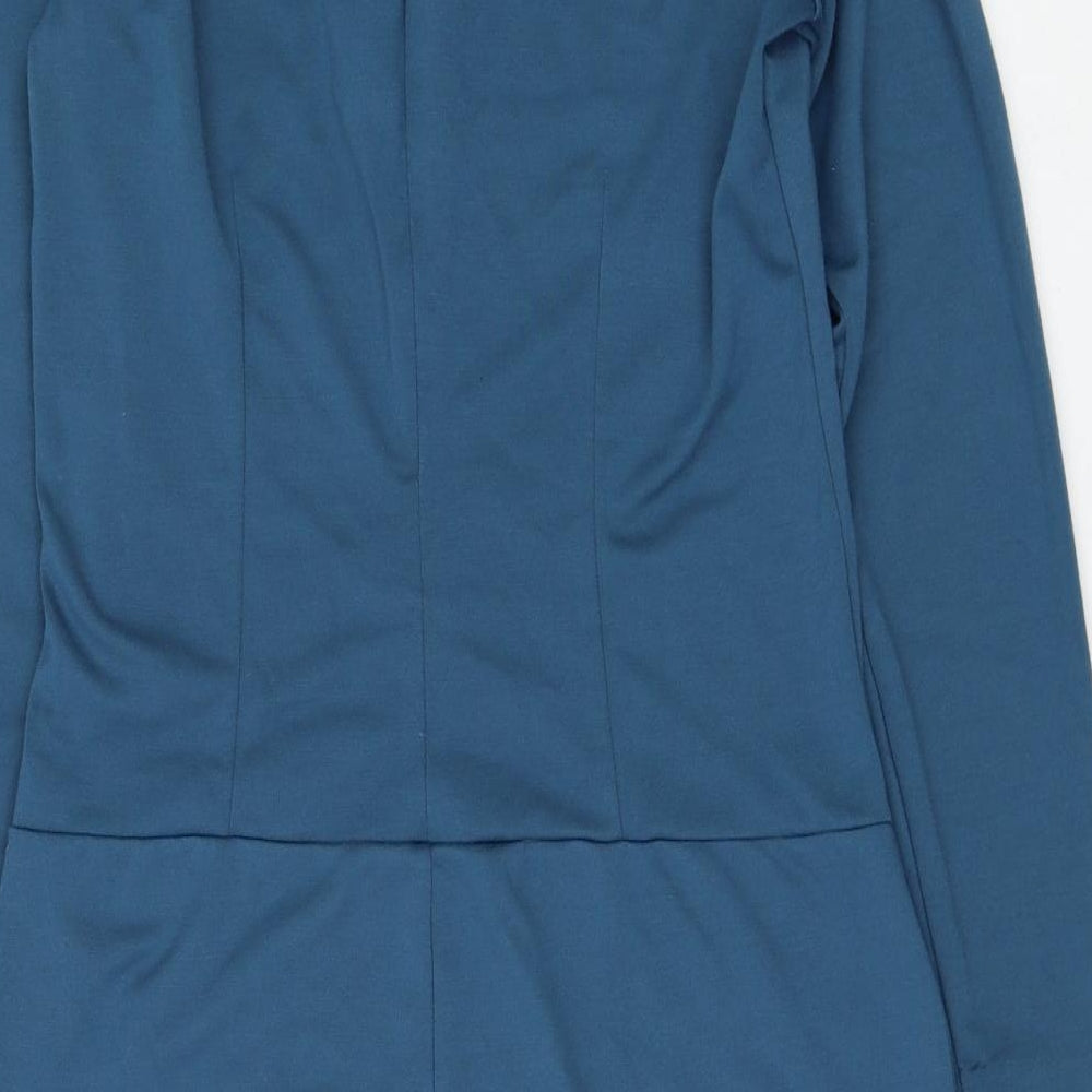 Sandwich Womens Blue Polyester Shift Size S V-Neck Zip